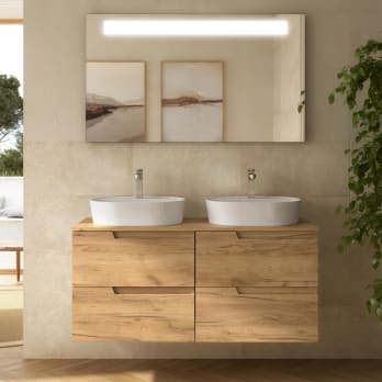 Mueble de baño con encimera del mismo color que le mueble Salgar Vima