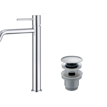 Pack Grifo de lavabo caño alto Imex Monza + Válvula click-clack