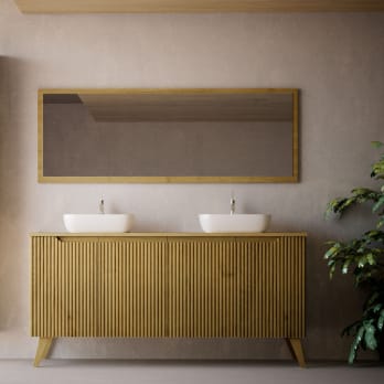 Mueble de baño con encimera de madera maciza con patas Bruntec Alpes 15
