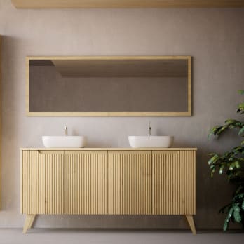 Mueble de baño con encimera de madera maciza con patas Bruntec Alpes 15