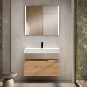 Conjunto mueble de baño Viso con lavabo de cerámica 12 cm de altura y cajonera Nomad