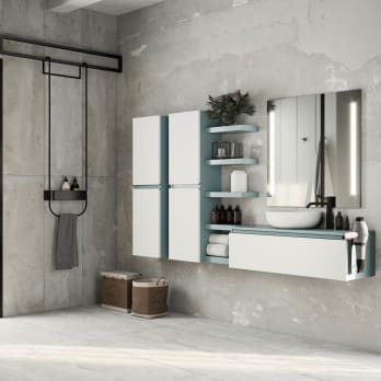 Mueble de baño con encimera de madera Campoaras Aqua