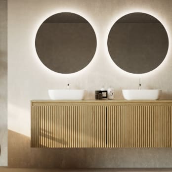 Mueble de baño madera maciza con encimera de madera Bruntec Alpes 4