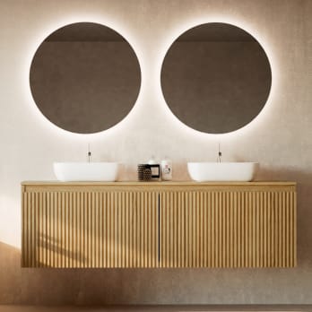 Mueble de baño madera maciza con encimera de madera Bruntec Alpes 4