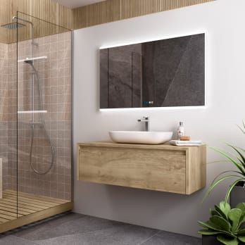 Mueble de baño Coycama lambda con encimera de madera