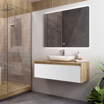 Mueble de baño Coycama lambda con encimera de madera