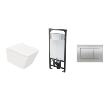 Pack inodoro suspendido + cisterna empotrada + pulsador Strohm Teka Soller