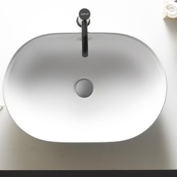 Lavabo sobre encimera ovalado para baño de diseño en cerámica Made in Italy  - Omarance