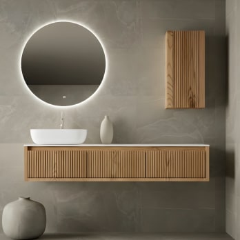 Mueble de baño madera maciza con encimera solid surface Bruntec Alpes 20