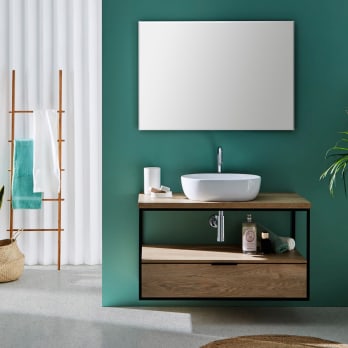 Conjunto mueble de baño con lavabo sobre encimera Sanchís Estructura industrial