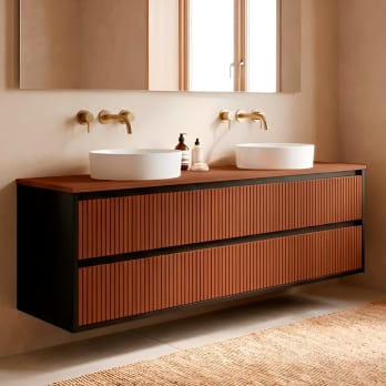 Mueble de baño madera maciza con encimera de madera Bruntec Alpes 18