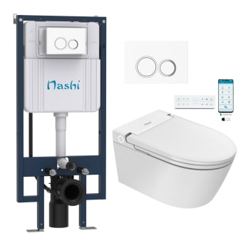 Pack Inodoro japonés inteligente suspendido + cisterna + placa accionamiento Nashi Eos Pro