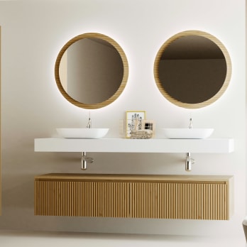 Mueble de baño con encimera solid surface y cajonera Bruntec Alpes 4