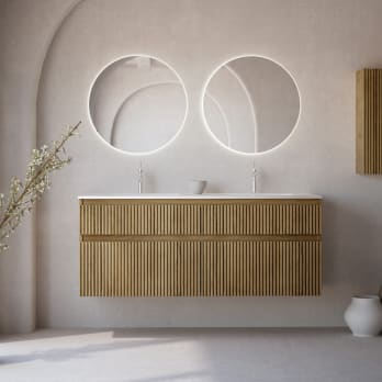 Conjunto de mueble de baño madera maciza ranurada Bruntec Alpes 7