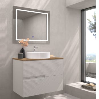 Mueble de baño con encimera de madera Bruntec Limo colores