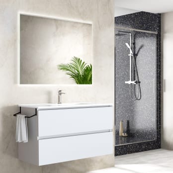 Mueble de baño blanco/plateado 40 x 132 cm MATARO 