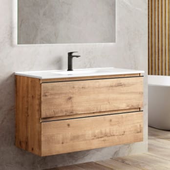 Mueble de Baño Suspendido con Lavabo Cerámico Galsaky, 330,00 €