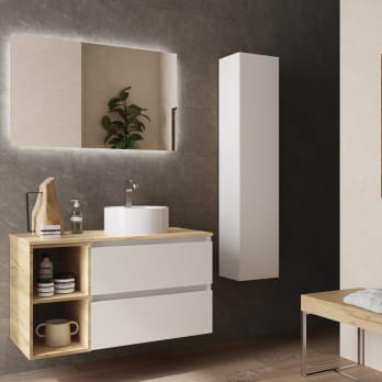 Conjunto mueble de baño con lavabo sobre encimera Salgar Bequia