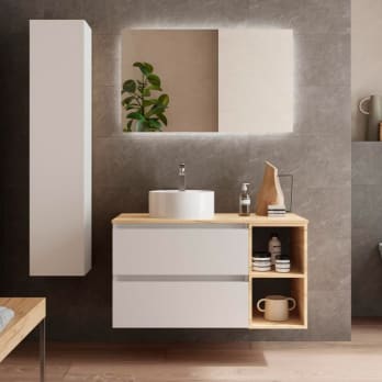 Conjunto mueble de baño con lavabo sobre encimera Salgar Bequia