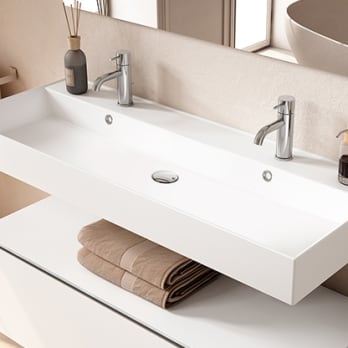 Lavabo encastrado para dos grifos de un seno 12 cm alto Viso Lila