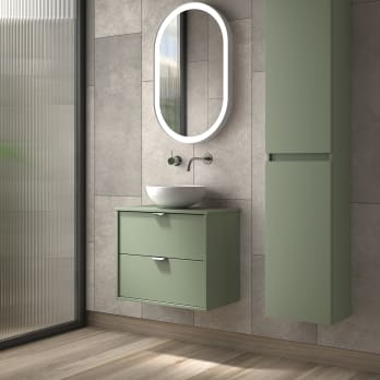 Conjunto mueble de baño fondo reducido 35.5 cm con lavabo sobre encimera Visobath Midi