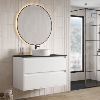 Mueble de baño con encimera Piedra Compactada negra Bruntec Artemisa