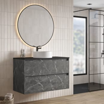 Mueble de baño con encimera Piedra Compactada negra Bruntec Artemisa