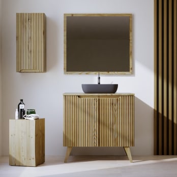 Mueble de baño con encimera de madera maciza con patas Bruntec Alpes 14
