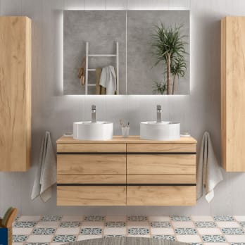 Conjunto mueble de baño con lavabo sobre encimera Salgar Born