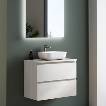 Mueble de baño fondo reducido 39 cm con encimera de madera Bruntec Roma