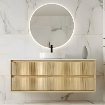 Mueble de baño madera maciza con encimera solid surface Bruntec Alpes 19