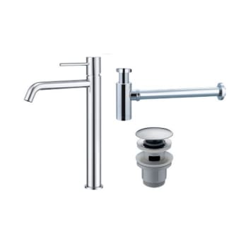 Pack Grifo de lavabo caño alto Imex Monza + Válvula click-clack + Sifón visto redondo