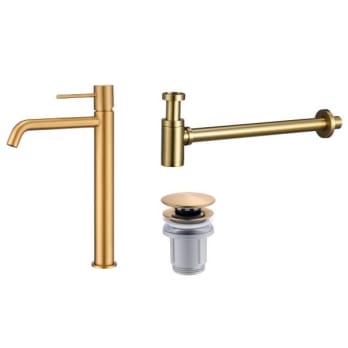 Pack Grifo de lavabo caño alto Imex Monza + Válvula click-clack + Sifón visto redondo