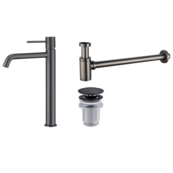Pack Grifo de lavabo caño alto Imex Monza + Válvula click-clack + Sifón visto redondo