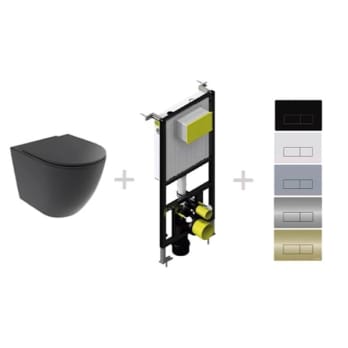 Pack inodoro + cisterna empotrada + pulsador Fossil Natura Elba negro mate