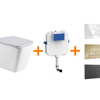 Pack Inodoro + cisterna empotrada + pulsador Bruntec Square