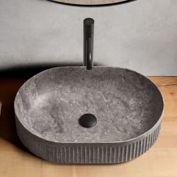 Lavabo de piedra natural Bathco Striae oval