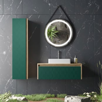 Mueble de baño Coycama lambda con encimera de madera