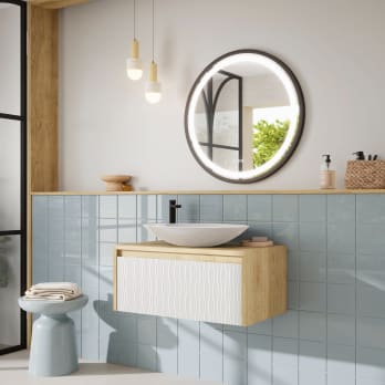 Mueble de baño Coycama lambda con encimera de madera