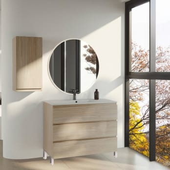 Mueble de baño color madera fondo reducido 37.8 cm Bruntec Vilma