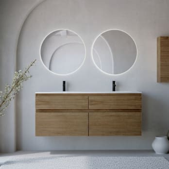 Conjunto de mueble de baño madera maciza palilleria Horizontal Bruntec Alpes 7