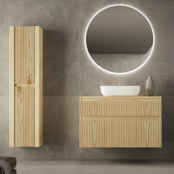Mueble de baño con encimera de madera maciza Bruntec Alpes