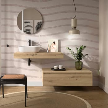 Conjunto mueble de baño con encimera del mismo color del mueble y cajonera Salgar Domus