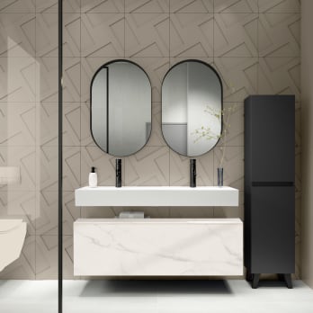 Conjunto mueble de baño con lavabo de cerámica de 12 cm de alto y cajonera Viso Bath Nomad