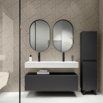 Conjunto mueble de baño con lavabo de cerámica de 12 cm de alto y cajonera Viso Bath Nomad