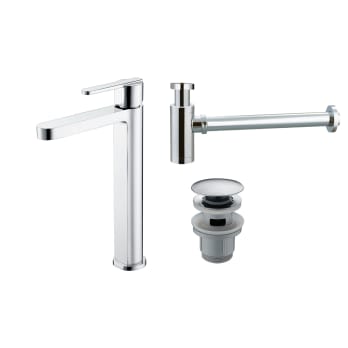 Pack Grifo de lavabo caño alto Imex Roma + Válvula click-clack + Sifón