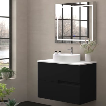 Mueble de baño con encimera piedra compactada blanca Bruntec Lia colores