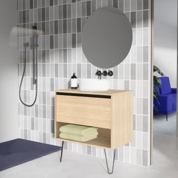 Conjunto mueble de baño con lavabo sobre encimera Amizuva Yoko Top