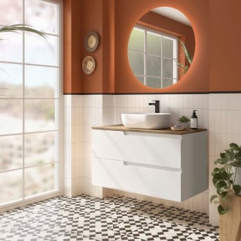 Mueble de baño con encimera roble montana Salgar Vima