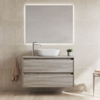 Mueble de baño moderno con encimera de madera Bruntec Oxford